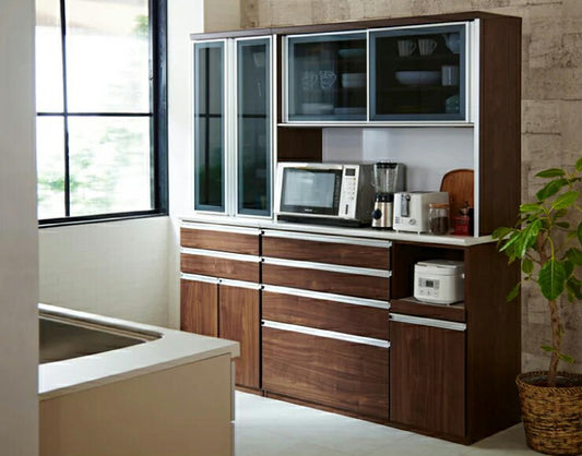 食器棚 幅120cm 高さ198cm 【大川家具 国産 ほぼ完成品 開梱設置無料】 キッチンボード 木製 収納 日本製(代引不可)