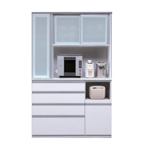 食器棚 キッチンボード 幅130 奥行48 高さ201.5 完成品 国産 モイス加工 レンジ台 レンジボード 大容量 ソフトクローズ キッチン 収納 木目 フルオープンレール ホワイト 白 ブラック(代引不可)