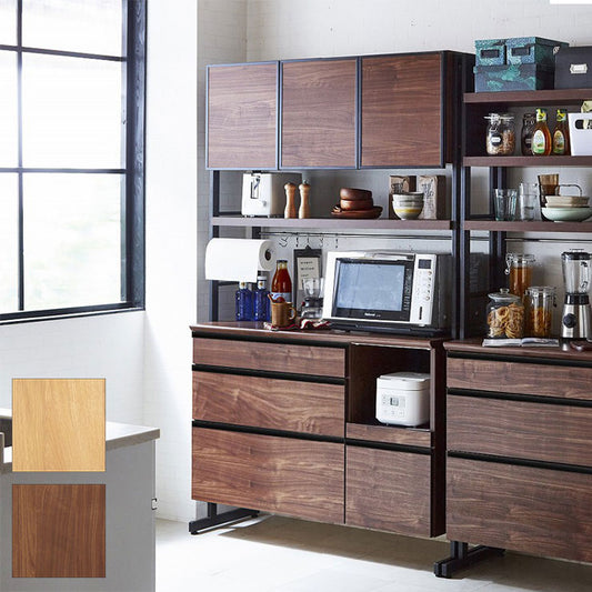 食器棚 幅124cm 奥行48cm 高さ196~cm 【国産 大川家具 開梱設置無料】 キッチンボード キッチン 食器 収納 日本製(代引不可)