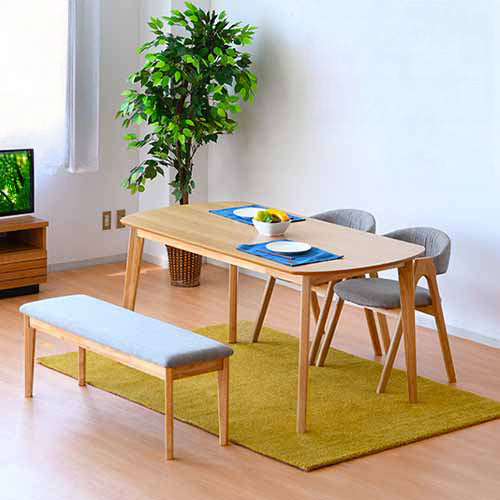 ダイニングテーブルセット 4点 幅150 ダイニングセット ベンチ 4人掛け 四人用 オーク 天然木 ナチュラル 木目 おしゃれ 北欧 食卓セット テーブル(代引不可)