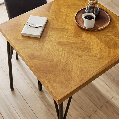 ダイニングテーブル 75 単品 幅75 ヘリンボーン調 ラバーウッド無垢材 天然目 テーブル 西海岸 木製 コンパクト 正方形 食卓テーブル おしゃれ モダン(代引不可)