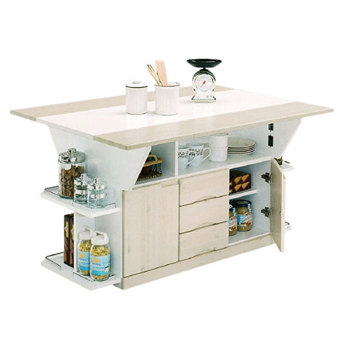 キッチンカウンター キッチンワゴン バタフライテーブル 幅120 奥行90 高さ70 両バタワゴン 国産 大川家具 ナチュラル 伸長式(代引不可)