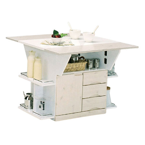 キッチンカウンター キッチンワゴン バタフライテーブル 幅90 奥行90 高さ70 両バタワゴン 国産 大川家具 ナチュラル 伸長式(代引不可)