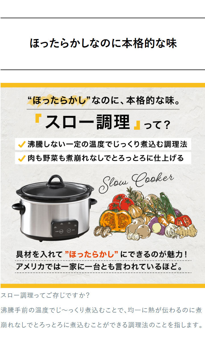 スロークッカー 鍋 低温調理器 煮込み料理 電気調理鍋 ボタンひとつで本格おまかせ煮込み マスタースロークッカーポット VASLCKSBK サンコー