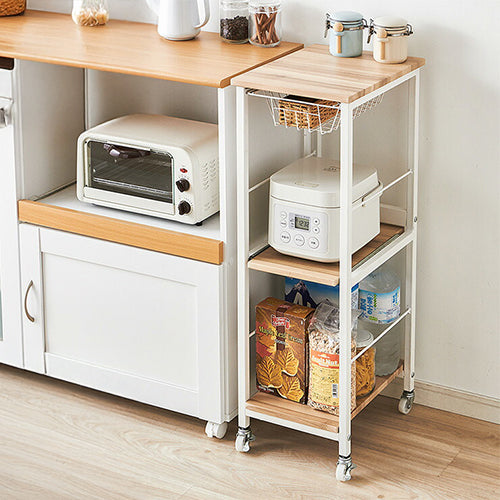 すき間収納 ヴィンテージ調 キッチンワゴン スリム 幅30cm かご コンセント キャスター付き キッチン収納 すきま 収納 台所収納