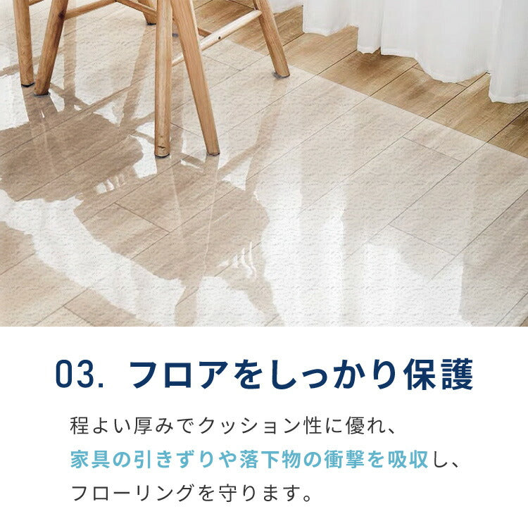 キッチンマット 80×300cm クリア 透明 1.5mm厚 大判 PVC 撥水 床暖房対応 収納 シンプル 床保護シート おくだけマット PVCキッチンマット キッチンマット クリアマット ソフト 台所 キッチン ダイニング