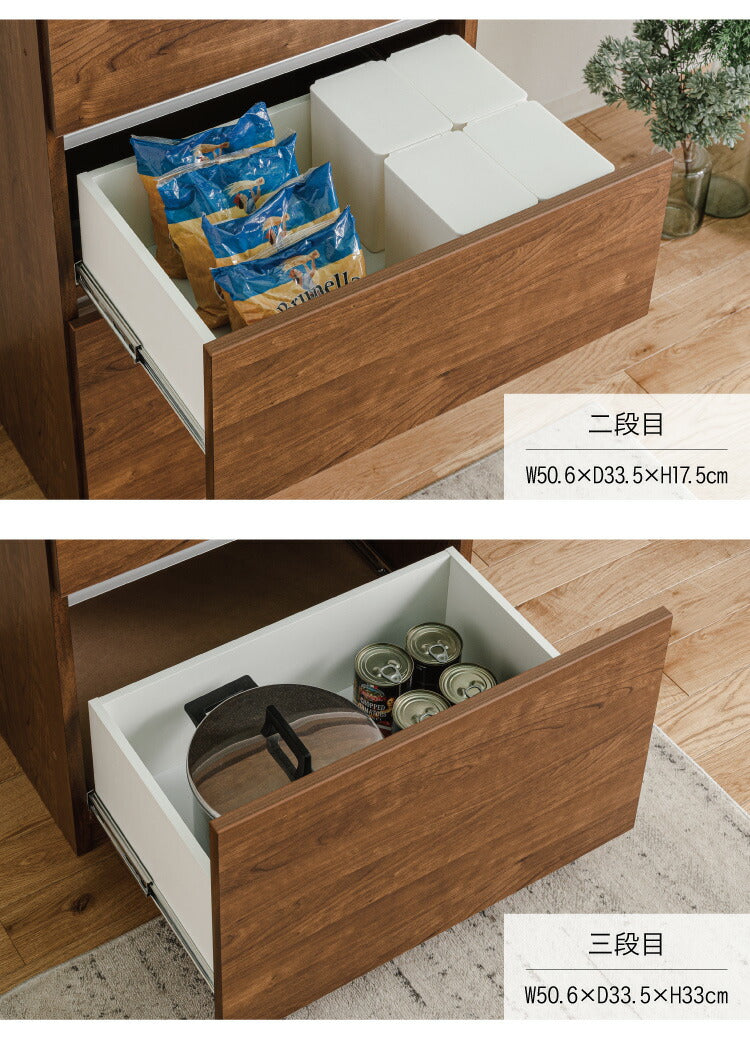 食器棚 キッチンボード 幅60 ハイタイプ 国産 完成品 大川家具 キッチン 収納 ブラウン ホワイト 木目 白 防汚加工 フルオープンレール 日本製 北欧(代引不可)