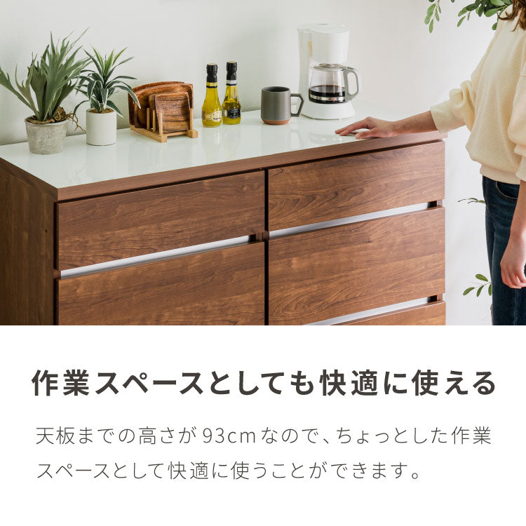 キッチンカウンター 120 幅120 高さ93 引き出し6杯 完成品 国産 開梱設置無料 日本製 レンジ台 カウンター テーブル 食器棚 キッチンボード 引き出し(代引不可)