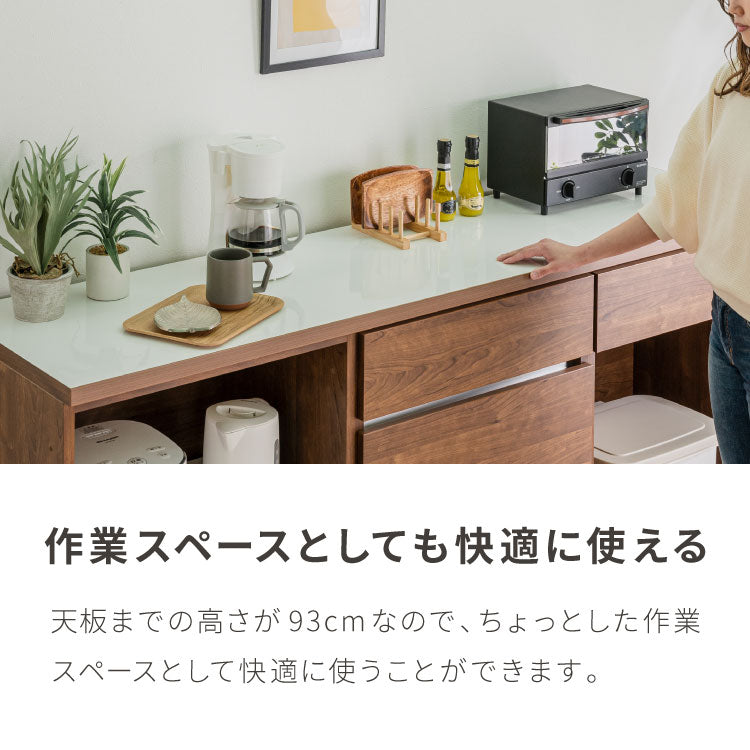 キッチンカウンター 180 幅180 高さ93 オープンスライド ダストボックス ゴミ箱 完成品 国産 開梱設置無料 日本製 レンジ台 カウンター テーブル 食器棚 キッチンボード(代引不可)