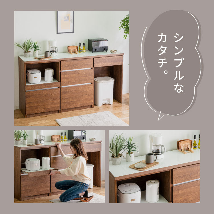 キッチンカウンター 180 幅180 高さ93 オープンスライド ダストボックス ゴミ箱 完成品 国産 開梱設置無料 日本製 レンジ台 カウンター テーブル 食器棚 キッチンボード(代引不可)