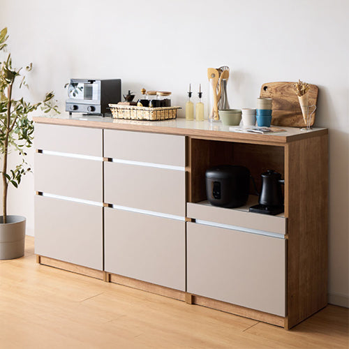 キッチンカウンター 180 幅180 高さ93 引き出し7杯 オープンスライド