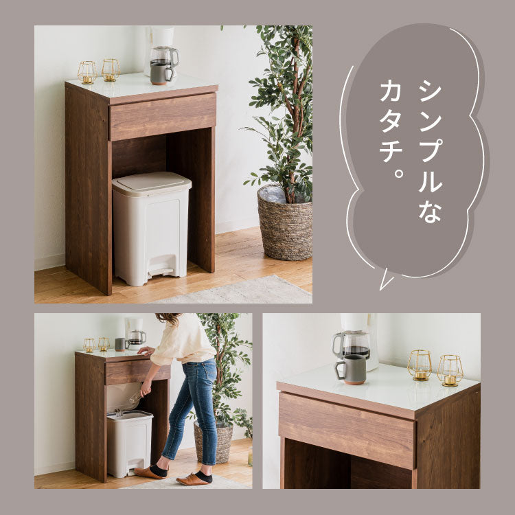 キッチンカウンター 60 幅60 高さ93 ダストボックス ゴミ箱 完成品 国産 日本製 大川家具 レンジ台 カウンター テーブル 食器棚 キッチンボード 引き出し(代引不可)