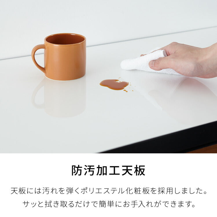 キッチンカウンター 180 完成品 FRON120 引き出し収納×2 ダストボックス収納 モイス加工 ごみ箱 間仕切り 背面化粧 開梱設置無料 奥行45 高さ93 フルオープンレール ポリエステル化粧板(代引不可)