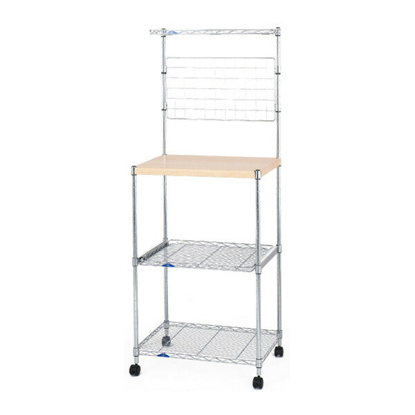 Luminous(ルミナス) ワゴンラック 木棚付きワゴン スチールラック スチール棚 キッチンワゴン メタルシェルフ