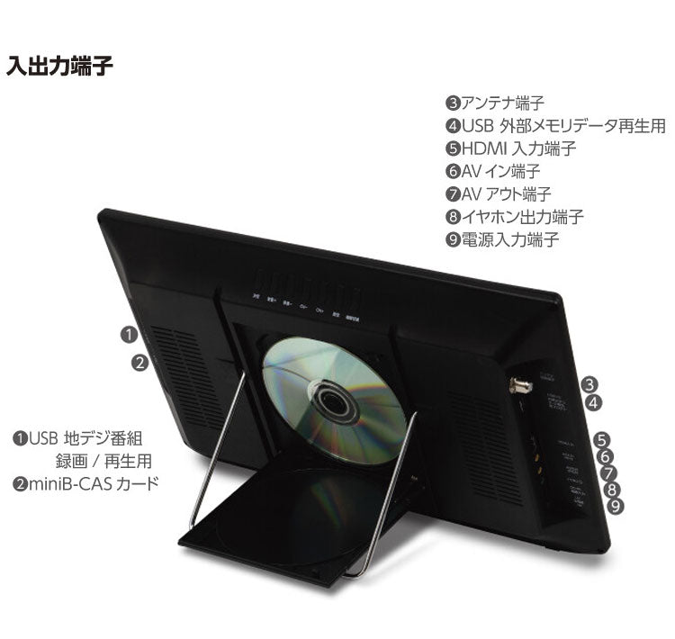 ポータブルテレビ 15.6インチ フルセグ DVD 車載 DVDプレーヤー搭載 車載バッグ 付き DVD機能付き 充電式 OT-FTD156TE OVER TIME