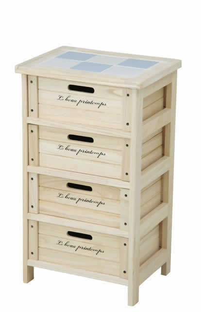 木製4段ボックス HF05-003(N) ナチュラル(代引き不可)