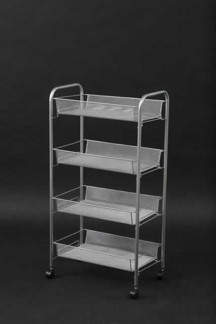 メッシュトローリー4段 SV シルバー(代引き不可)