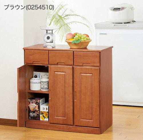 キッチンワゴン 天然木カウンターワゴン 3枚扉 天然木 ワゴン キッチンカウンター キッチン収納 カウンター キッチン(代引不可)