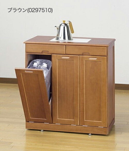 ゴミ箱 天然木分別ダストボックス タイル付 3分別 カウンター キッチンカウンター キッチン収納 ごみ箱 ダストボックス(代引不可)