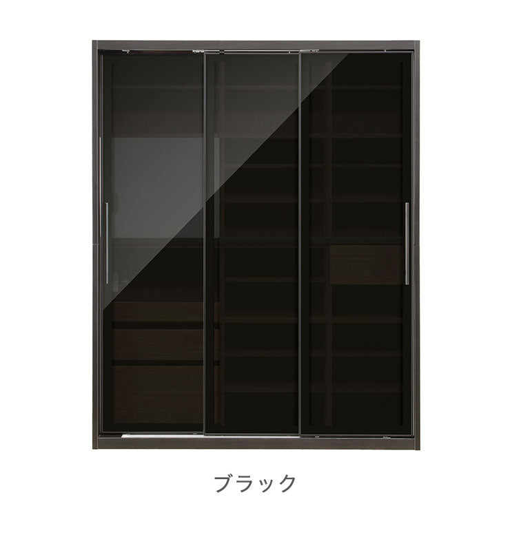 食器棚 完成品 引き戸 幅160cm 高さ200cm 開梱設置無料 ガラス スライド扉 コンセント付き キッチン キッチン収納 収納 キッチンボード レンジ台 飛散防止フィルム ホワイト ブラック (代引不可)