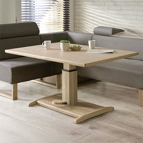 昇降テーブル ダイニングテーブル 幅130 単品 テーブル 食卓テーブル 4人掛け おしゃれ ダイニングテーブル 食卓 ホワイトオーク 天然木 ナチュラル 北欧(代引不可)