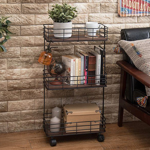 キッチンワゴン 完成品 3段 奥行20 スリム マルチワゴン キャスター付き すき間収納 コンパクト アイアン スチール リビング キッチンラック(代引不可)
