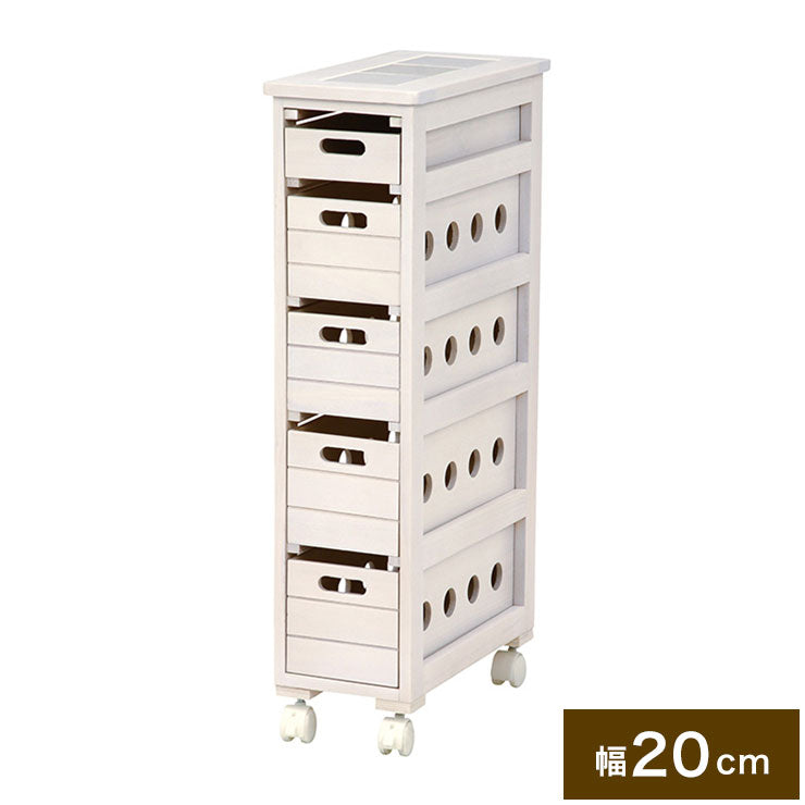 ストッカー 幅20cm 引出し 5杯 キッチン収納 ダイニング 野菜 ストック キャスター付き 野菜ストッカー(代引不可)