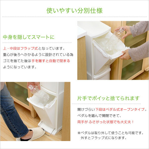 縦型分別ダストボックス【Cocod-ココド-】(2段 スリム 省スペース フタ付き フットペダル ゴミ箱 20L)(代引き不可)