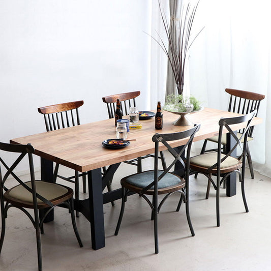 ダイニングテーブル 幅200cm ミックス無垢材 ウレタン塗装 アイアン脚 食卓テーブル 6~8人用 MABEX マベックス 大人数 カフェ風 無骨 天然木 ビンテージ風 おしゃれ(代引不可)
