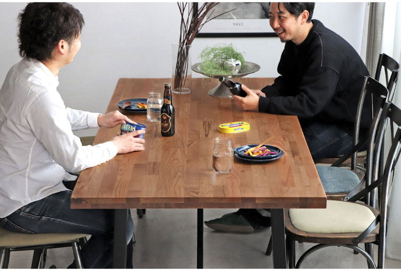 ダイニングテーブル 幅200cm ミックス無垢材 ウレタン塗装 アイアン脚 食卓テーブル 6~8人用 MABEX マベックス 大人数 カフェ風 無骨 天然木 ビンテージ風 おしゃれ(代引不可)