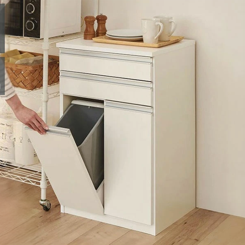 ゴミ箱 隠す収納 キッチンカウンター 2分別 蓋が自動開閉 スライドレール付き完成品 日本製 ペールワゴン ペールストッカー ダストボックス レンジ台 レンジラック(代引不可)