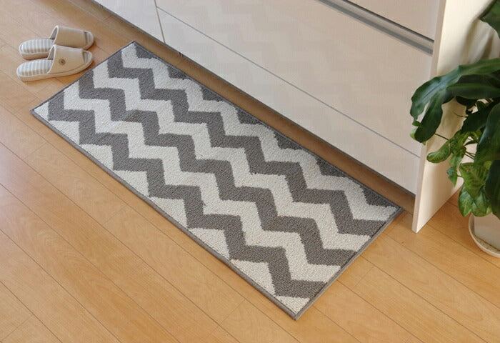 サニタリー キッチンマット 北欧 『ウェイク』 グレー 約45×252cm(代引不可)