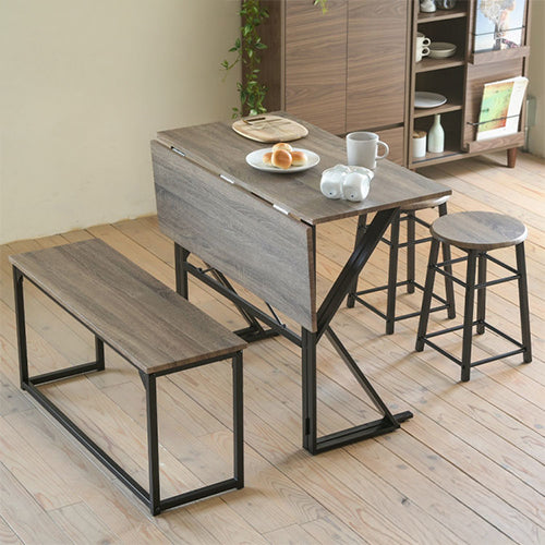 変形ダイニング4点セット 組み替え自由 ダイニングセット 4点セット ダイニング カウンター デスク 幅90 スツール ベンチチェア ダイニングベンチ ヴィンテージ調 おしゃれ(代引不可)