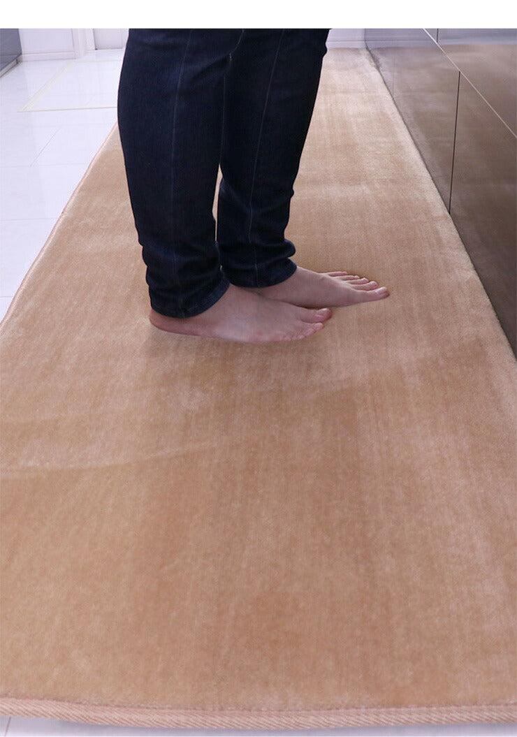 抗菌 防ダニ キッチンマット 低反発 極厚25mm 65×240cm 厚手 滑り止め付 マット 長方形 四角 リビング マイクロファイバー 春(代引不可)