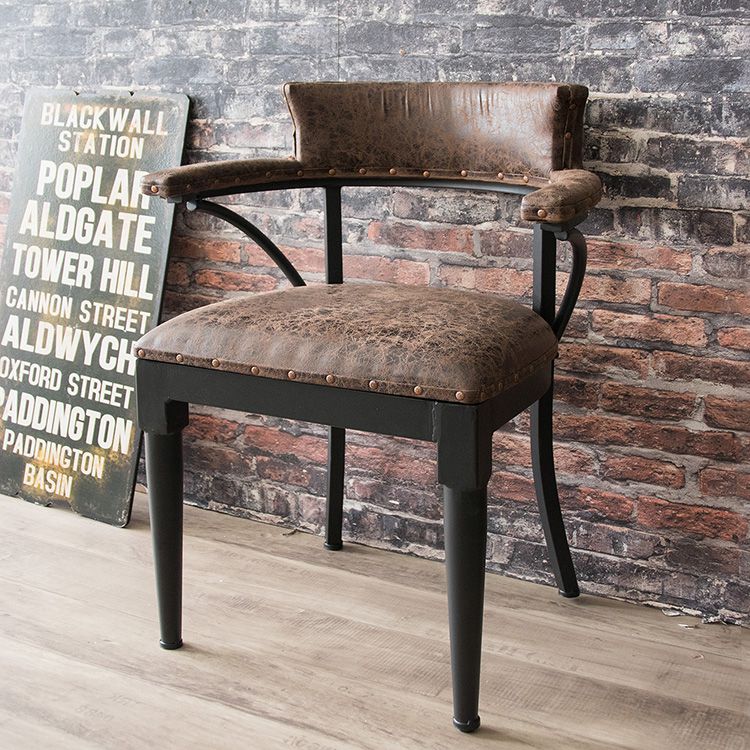 肘掛け付き ヴィンテージ調レザーチェア INDUSTRIAL(インダストリアル