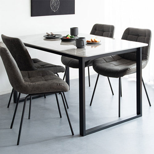 セラミック天板ダイニングテーブル Lement 幅130cm ダイニングテーブル センターテーブル 机 テーブル セラミック 天板 おしゃれ 長方形 大理石風 リビングダイニング シンプル DNT-1001(代引不可)