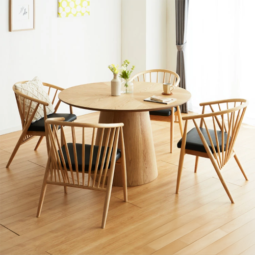 ダイニングテーブルセット 4人掛け ダイニングセット 幅120 ダイニング5点セット 円形 木製 天然木 ヘリンボーン柄 丸型 4人用 おしゃれ 北欧 ホテル ウォールナット オーク ブラック モダン(代引不可)