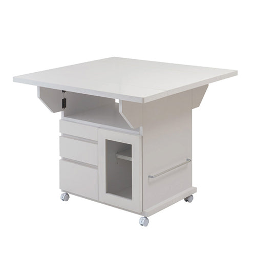 日本製 完成品 大川家具 Butter 幅89.5 高さ70 テーブル バタフライカウンター ホワイト キッチン収納 おしゃれ 白 リビング キャスター付き バタフライワゴン 国産(代引不可)