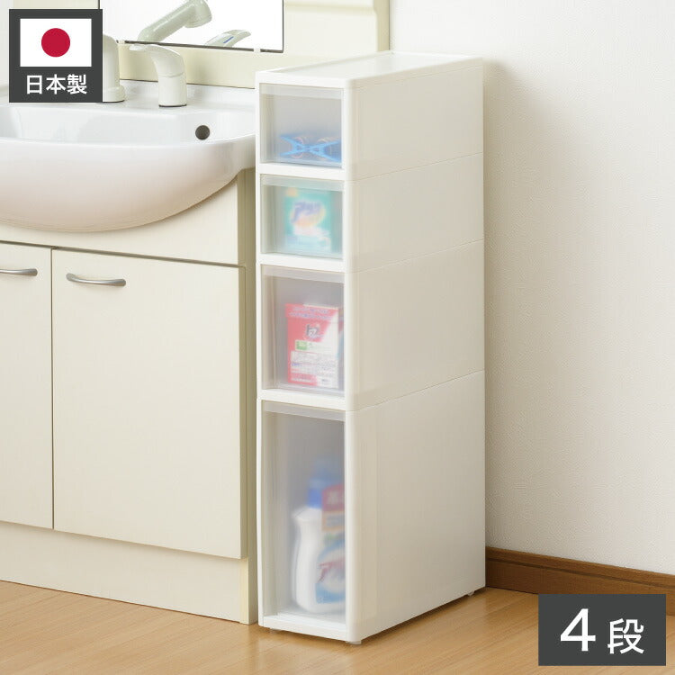 リセ スリムストッカー 幅18cm 引出し4段 S2M1L1 日本製 JEJ ジェイイージェイ すき間収納 隙間 収納ボックス 小棚 6段 キャスターつき 収納ケース プラスチック収納 キッチン 洗面所 脱衣所(代引不可)