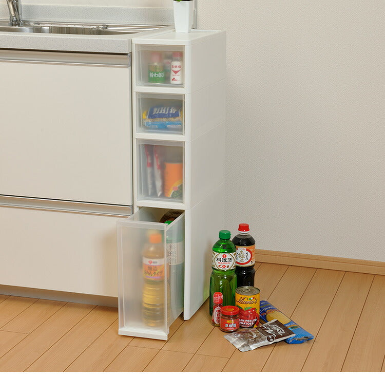 リセ スリムストッカー 幅18cm 引出し4段 S2M1L1 日本製 JEJ ジェイイージェイ すき間収納 隙間 収納ボックス 小棚 6段 キャスターつき 収納ケース プラスチック収納 キッチン 洗面所 脱衣所(代引不可)