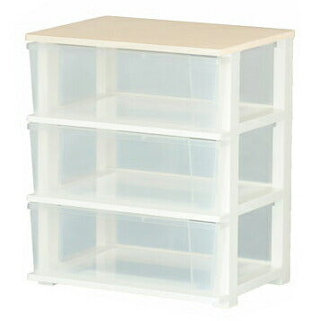 ピット 木製天板 ワイドチェスト 3段 ウッド トップチェスト 衣類収納 衣替え 収納用品 たんす タンス リビング キッチン 洗面所(代引不可)