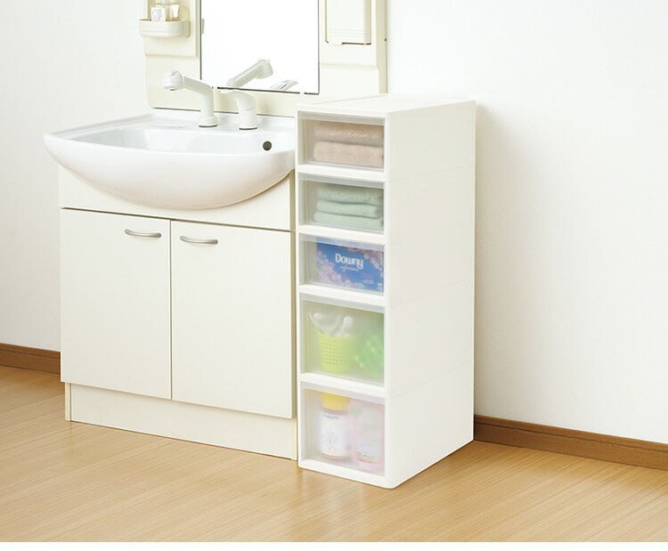 リセ ミドルストッカー 幅26cm 引出し5段 S3M2 日本製 JEJ ジェイイージェイ すき間収納 隙間 収納ボックス 小棚 6段 キャスターつき 収納ケース プラスチック収納 キッチン 洗面所 脱衣所(代引不可)