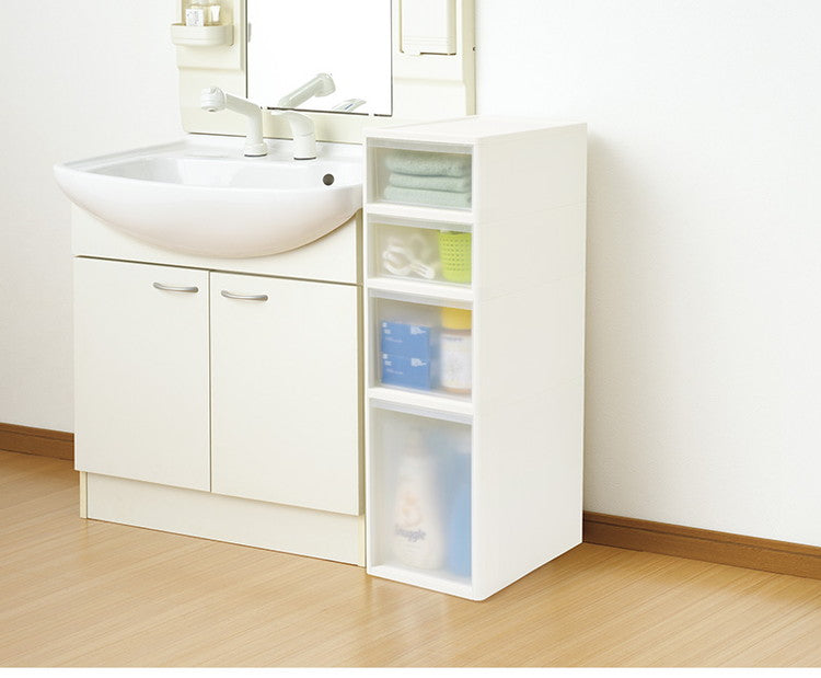 リセ ミドルストッカー 幅26cm 引出し4段 S2M1L1 日本製 JEJ ジェイイージェイ すき間収納 隙間 収納ボックス 小棚 キャスターつき 収納ケース プラスチック収納 キッチン 洗面所 脱衣所(代引不可)