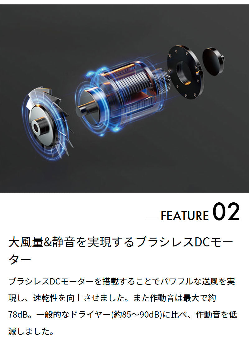 スティックドライヤーBISARA STICK(ビサラ スティック) BSR004WH/BK 強風 速乾 静音 イオン 温度調節 風量調節 コンパクト 縦長 美髪