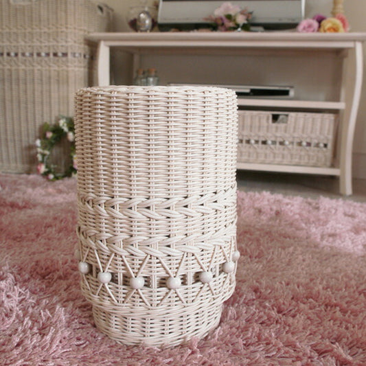 フィオーレ ダストボックス (ホワイトウォッシュ) 籐家具 ごみ箱 ゴミ箱 カバー付き 籐 ラタン(代引不可)