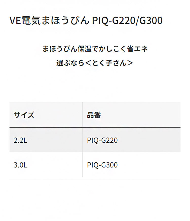 VE電気まほうびん 2.2L クールブラック タイガー魔法瓶 タイガー TIGER PIQ-G220KC まほうびん保温 省エネ とく子さん