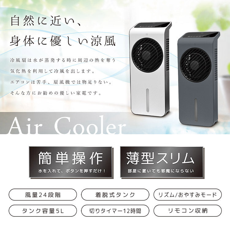 冷風扇 薄型 冷風扇風機 リモコン付き 冷風機 冷風扇風機 DCモーター 省エネ キャスター 家庭用 寝室 リビング 風量調整 涼風 涼しい おしゃれ 熱中症対策 スイング機能 ベルソス VS-DCF200