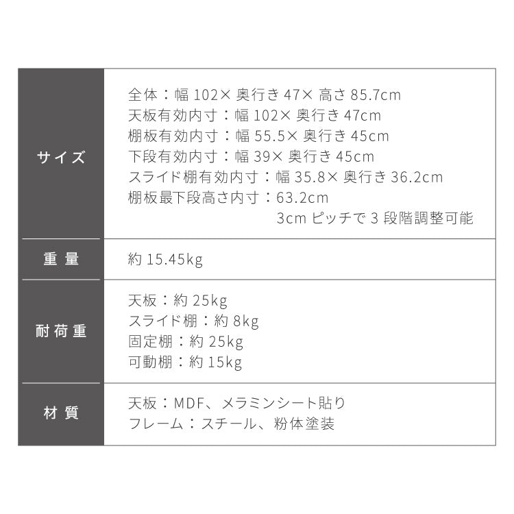 ワイドタイプ キャスター付き キッチンカウンター 幅100 VOID STACK series 大型レンジ対応 キッチンラック ゴミ箱上ラック レンジ台 レンジボード レンジラック キッチン ラック シェルフ(代引不可)