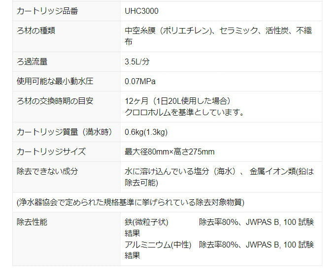 三菱ケミカルクリンスイ アルカリイオン整水器 アンダーシンクタイプ専用水栓 AL800水栓 UHC3000 整水器本体セット 設置工事不可(代引不可)