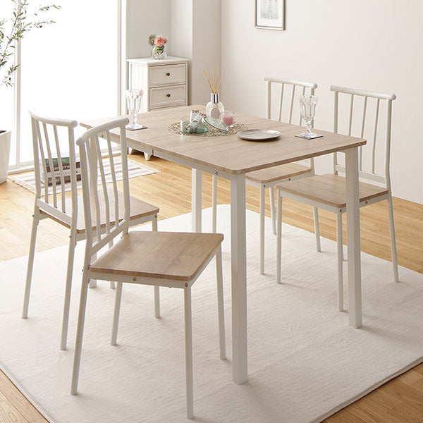 ダイニング テーブル 単品 幅 110 cm ナチュラル × ホワイト フェミニン モダン 北欧 木製 スチール デザイン (代引不可)